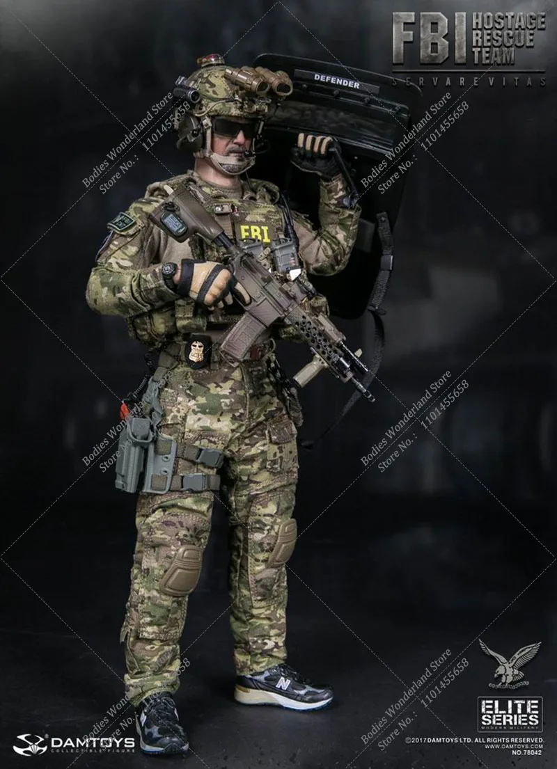 DAMTOYS DAM 78042 1/6 Scale Male Solider FBI HRT Detective Hostage Rescue Team Servarevitas Full Set 12'' Moveable Action Figure
