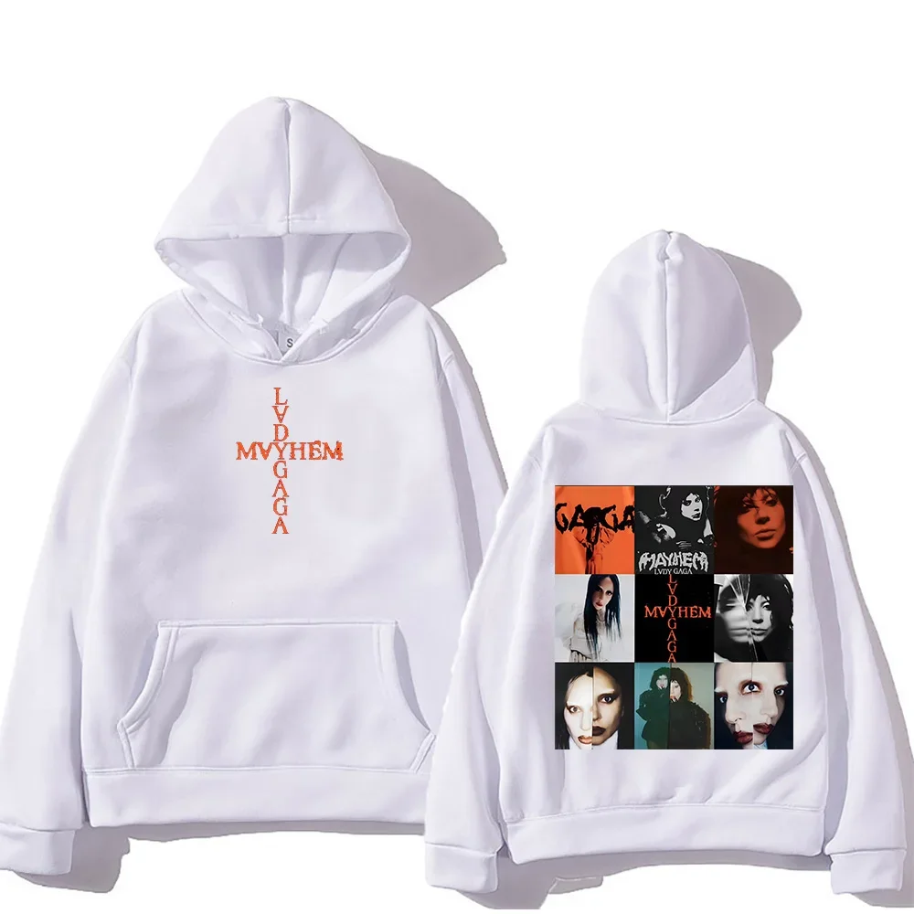 ليدي غاغا الفوضى ألبوم جديد 2025 هوديس موضة الرجال/النساء Harajuku ريترو الجرافيك البلوفرات الهيب هوب للجنسين بلوزات فضفاضة هودي