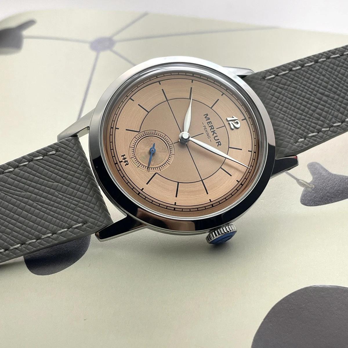 بيير بولين سلمون ساعة مزدوجة حافظة أرق 50 متر الجلد غواص ساعة خمر ساعة يد ميكانيكية 38 مللي متر Relogio Masculino