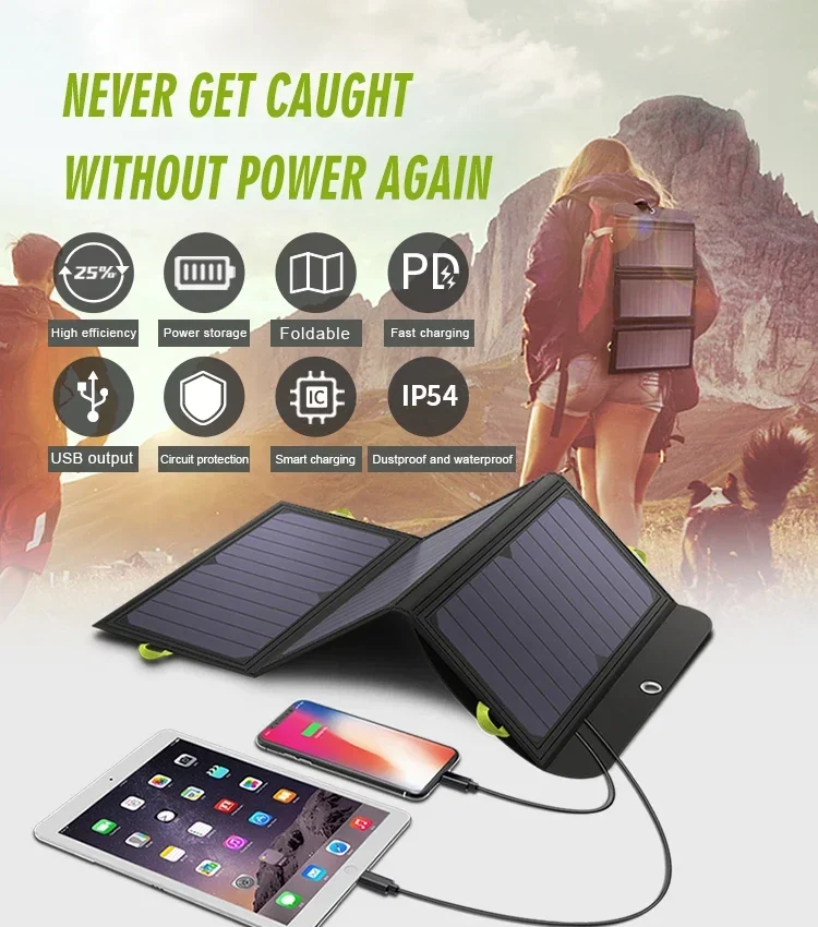 Solar Panel for 5V 21W Built-in 10000mAh Battery Portable Solar Charger Waterproof Solar Battery for Mobile Phone Outdoor