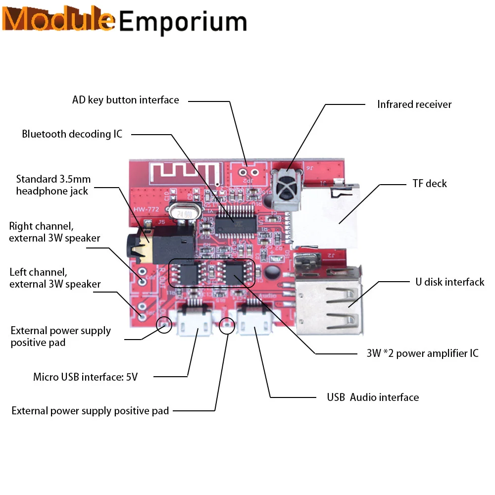 Wireless MP3 Decoder Board with Remote Control,Car  4.1 Circuit Board Module Lossless Decoding Module