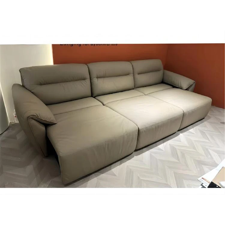 أريكة سرير كهربائية حديثة من جلد البقر 3 مقاعد أريكة كهربائية قابلة للسحب متعددة الوظائف قابلة للطي للمنزل #2