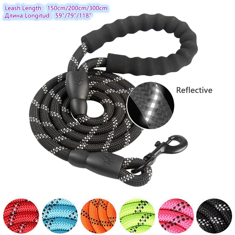 Pet leash dog night reflective anti-loss medium and large dog nylon dog leash dog chain explosion-proof punch does not strangle