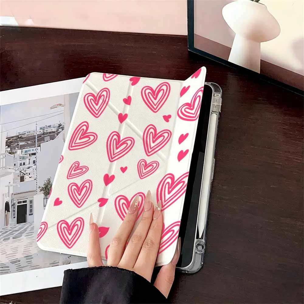 Trending Pink Hearts For Samsung Galaxy Tab A8 A9 A11 S6 S7 S8 S9 S10 FE Plus Lite Protective With Pen Slot Tablet Case