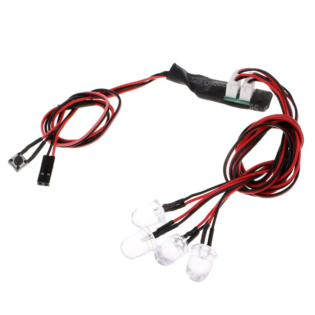 RC Car LED Headlights Plastic Light Kit Model Car Lamp with Red and White Leds for 1/10 Drift Offroad