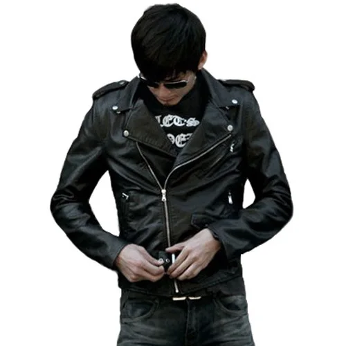 Spring and Autumn Winter Korean Version Men's Leather Jacket Slim Locomotive PU Washed Leather Jacket