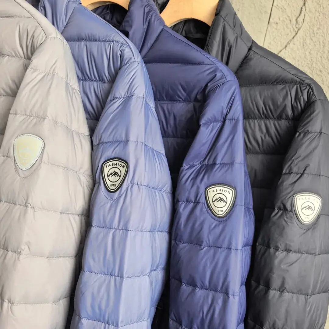 Men's Fashion Stand Collar down Jacket Lightweight Warm 90 White Duck down New Autumn Winter Polyester Fiber Casual Style