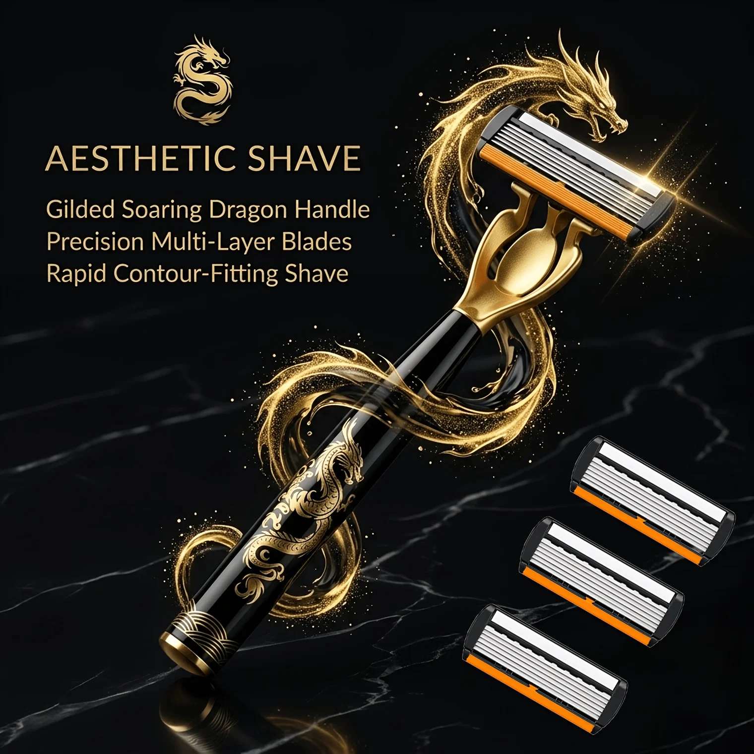 Men's Manual Razor 6-Layer Precision Blade System Replaceable Refills, Long-term Use, Men & Women Suitable Great Gift for Dad
