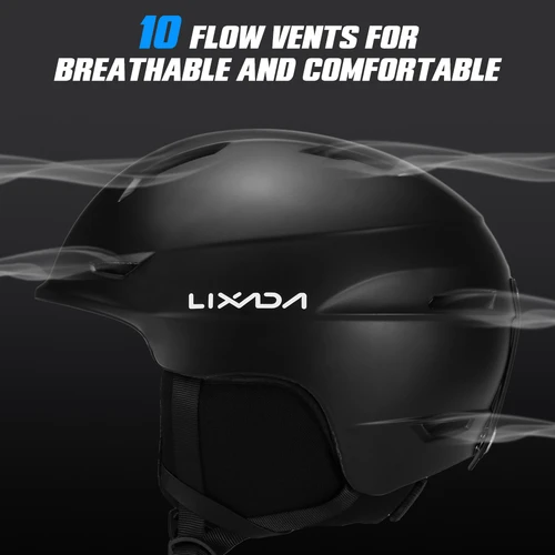 Imagen 2 del producto Casco de Snowboard, orejeras desmontables, casco de esquí de seguridad para hombres y mujeres con gafas, correa fija, esquí profesional, deportes de nieve