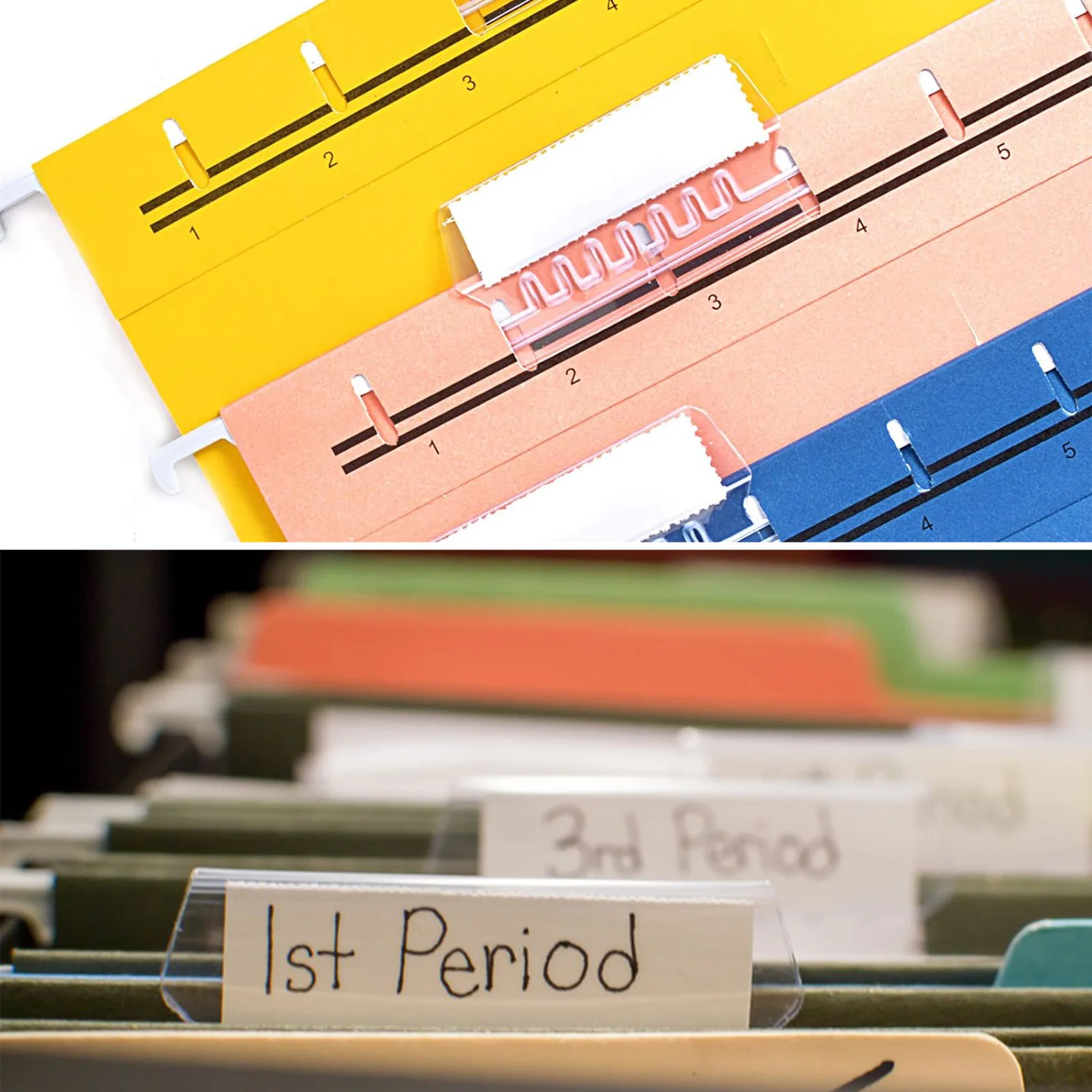 

1 set 1 Set Pvc Label Clips Colorful Hanging Folder Tabs Transparent Reusable Plastic File Folder Labels For Office Supplies