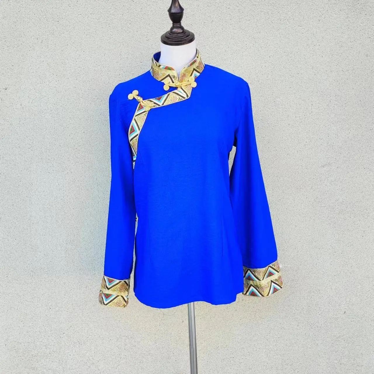 

2024 popular new Chinese stand-up collar long-sleeved Tibetan style ethnic shirt