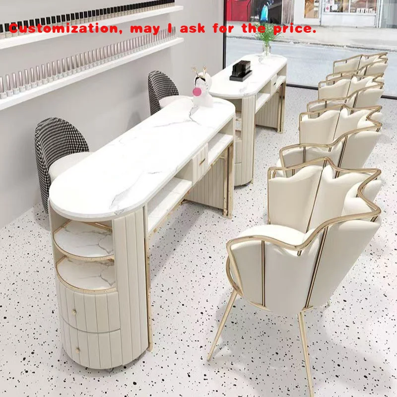 

Custom.XY-Best Beauty Shop Одиночный двойной маникюрный стол Маникюрный стол Набор стульев с лепестками