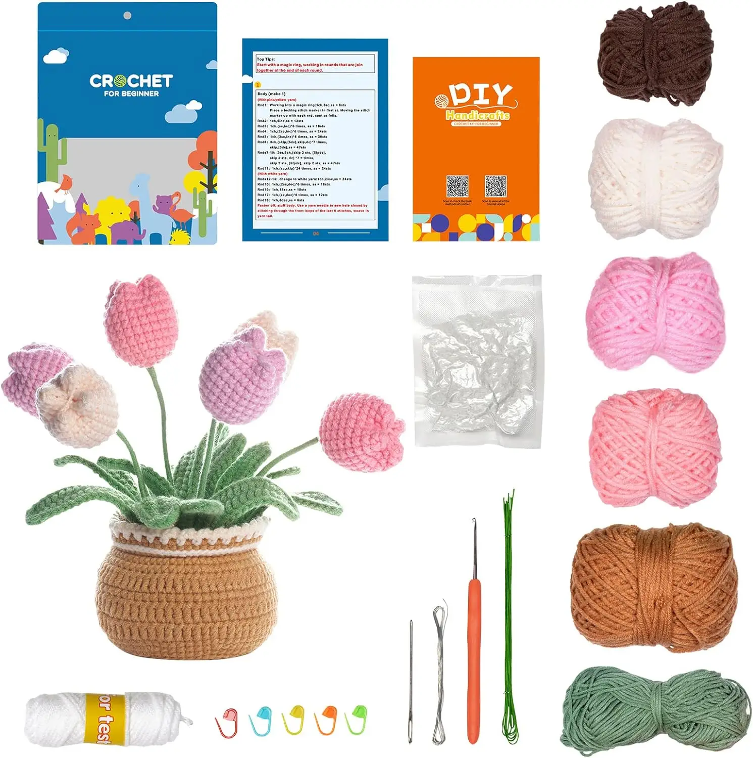 Crochet kit for beginnerstulip knitting kit knitting kit for beginners and adults, crochet kit for beginners with