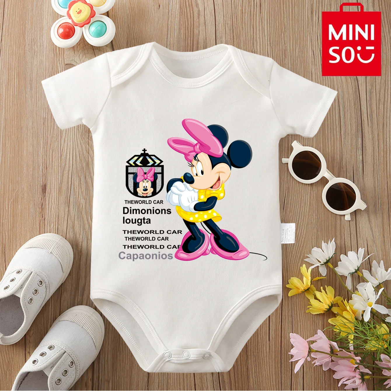 

MINISO Soft and Comfortable Pure Cotton Baby Clothe Onesie Bodysuit Mickey Mouse Cute Cartoon Print for 0 To 12 Months Newborn