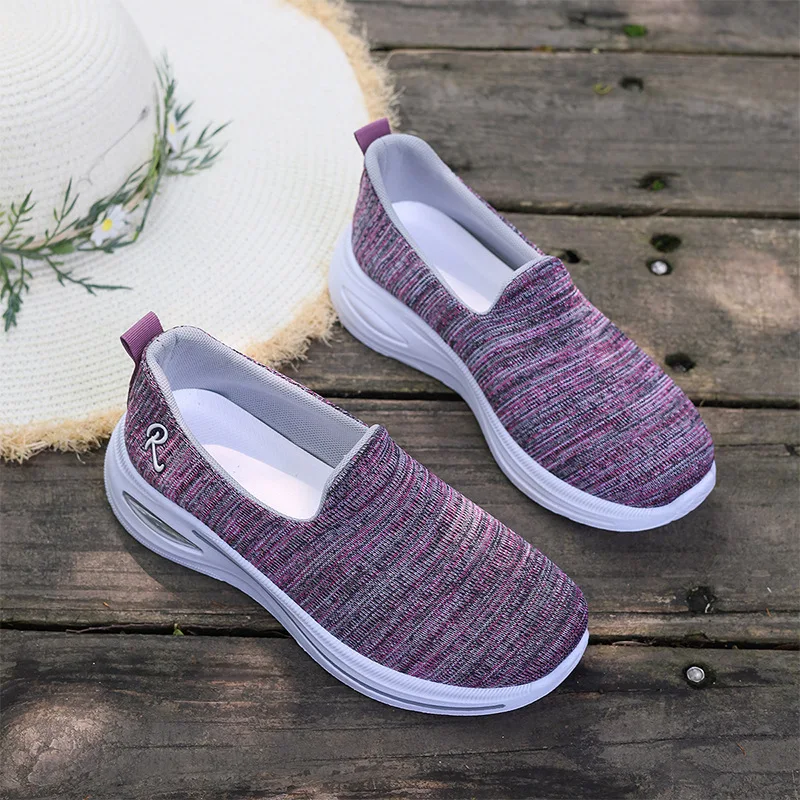 Atmungsaktive Slip-On-Sneaker für Damen, mit Luftpolster-Plattform, leicht, rutschfest, lässige Loafer für den täglichen Outdoor-Gebrauch. – Detail 9