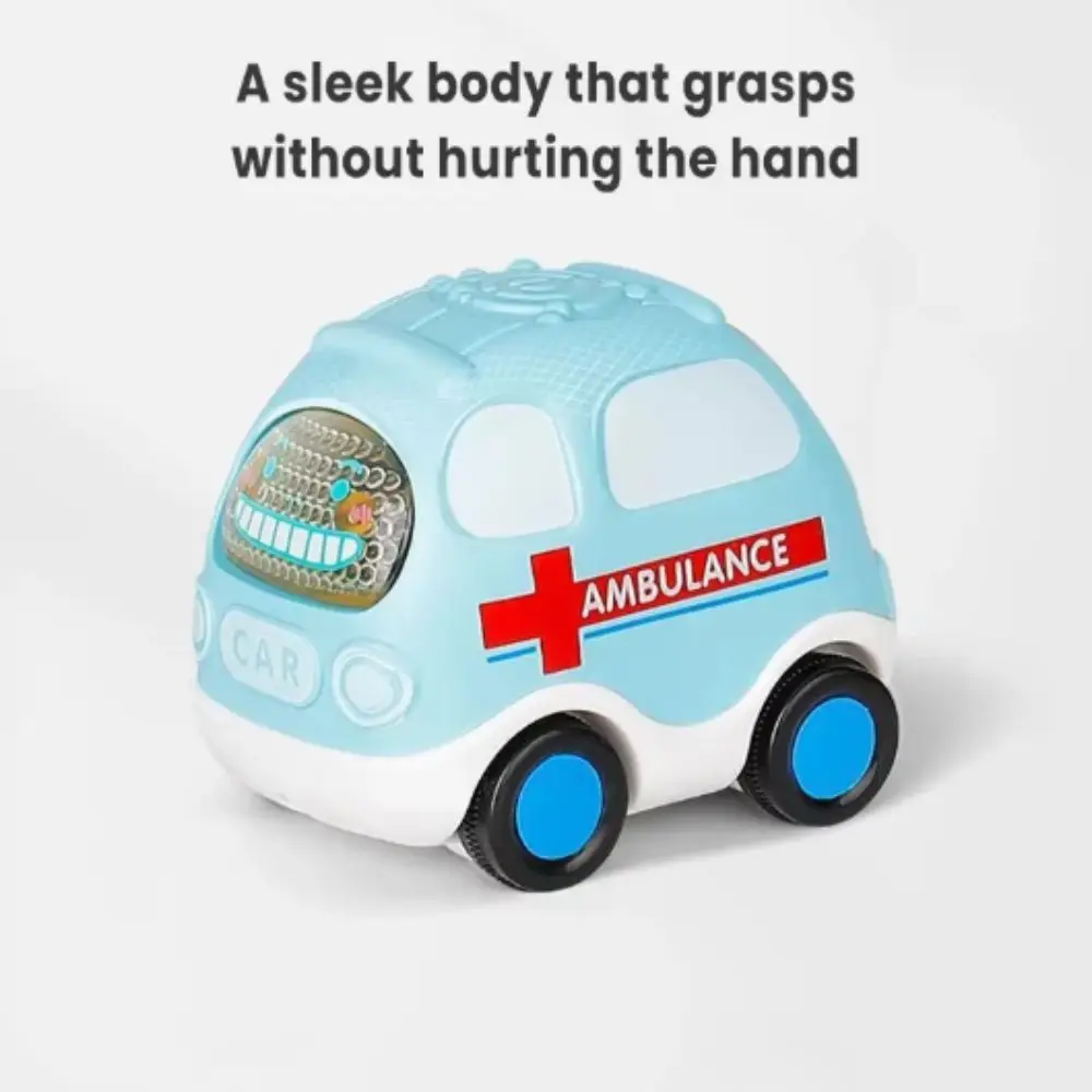 รถของเล่นกันชนแบบเฉื่อยพร้อมไฟและเสียง ดีไซน์การ์ตูน ทนทานต่อการชน ของเล่นเสริมพัฒนาการ