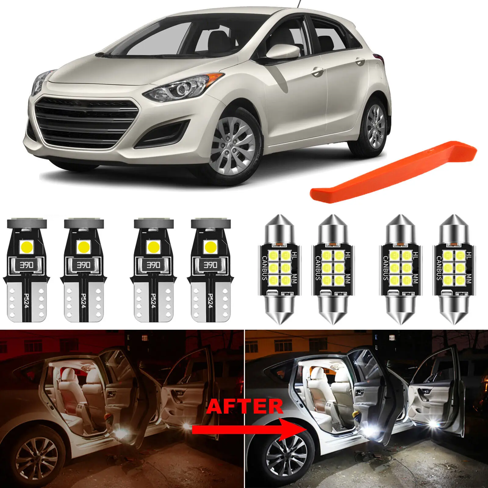 

Winetis 9Pcs 6000K White Interior LED Light Package Kit for Hyundai Elantra Sedan 2015-2021 + Free Tool