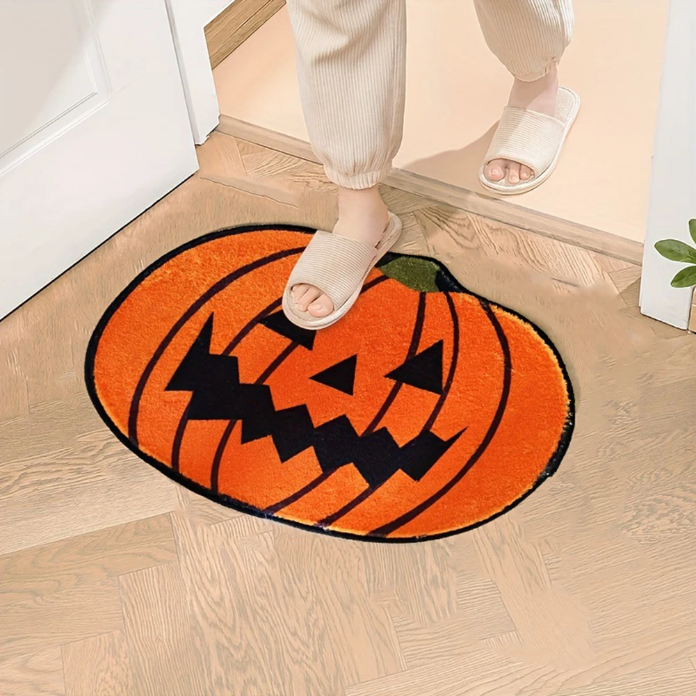 1pc Fall Pumpkin Rugs Non-slip Imitation Cashmere Halloween Rug Halloween Decorations 40x60cm/50x80cm/60x90cm/80x120cm