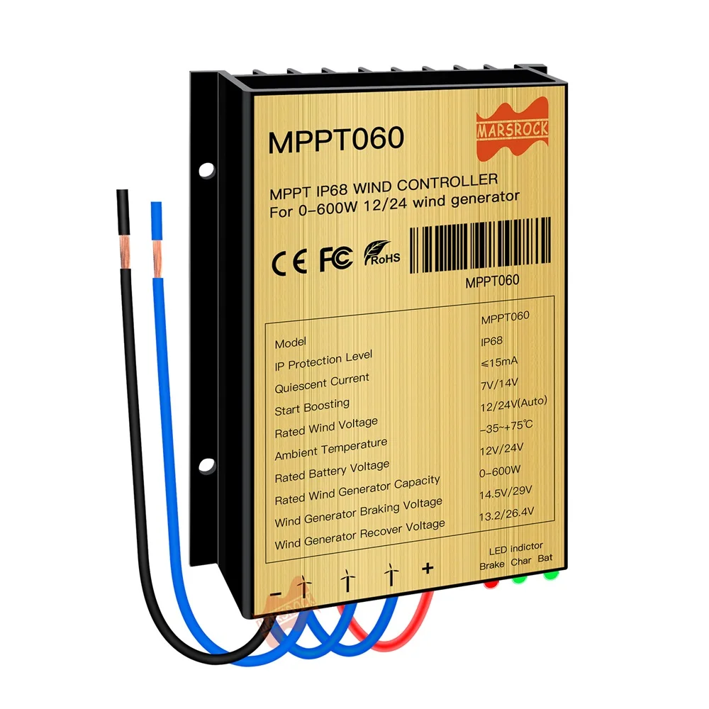 600W MPPT Wind Charge Discharge Booster Controller Auto 12V 24V AC DC Regulator IP68 For Wind Turbine Generator