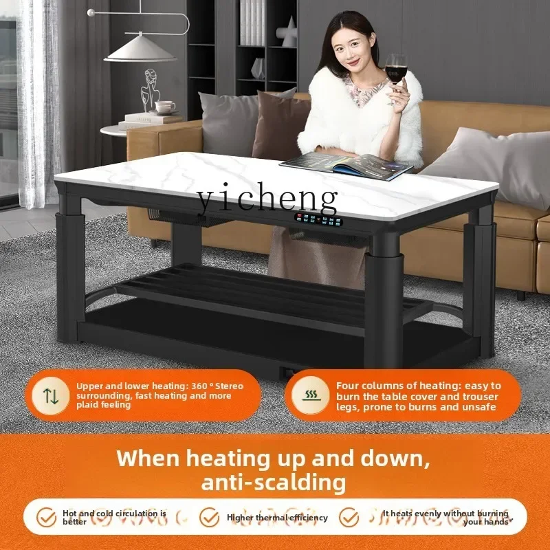 電気加熱テーブル 電気ストーブテーブル 加熱テーブル リフティング機能付き 正方形 家庭用 リビングルーム用
