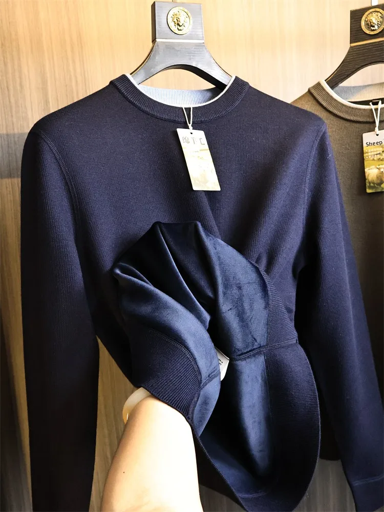 

Men's Lightweight Luxury Knitwear Soft Wool Blend round Ne Casual Faion Autumn Winter Warm Comfortable Woolen Sweater