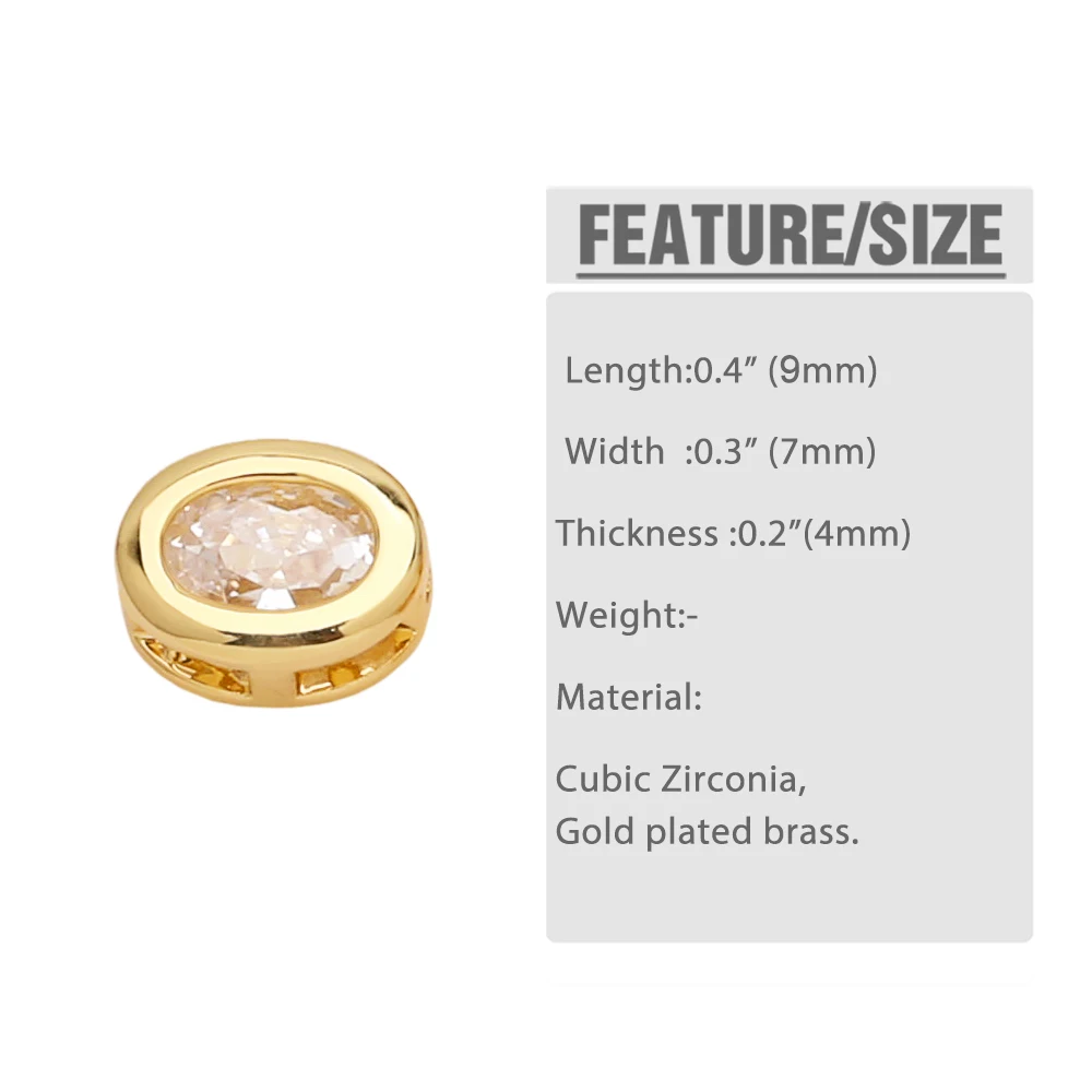 OCESRIO 5PCS Fashion Multicolor Crystal Oval Charms For Bracelet Copper Gold Plated CZ Jewelry Making Supplies Wholesale Chma254