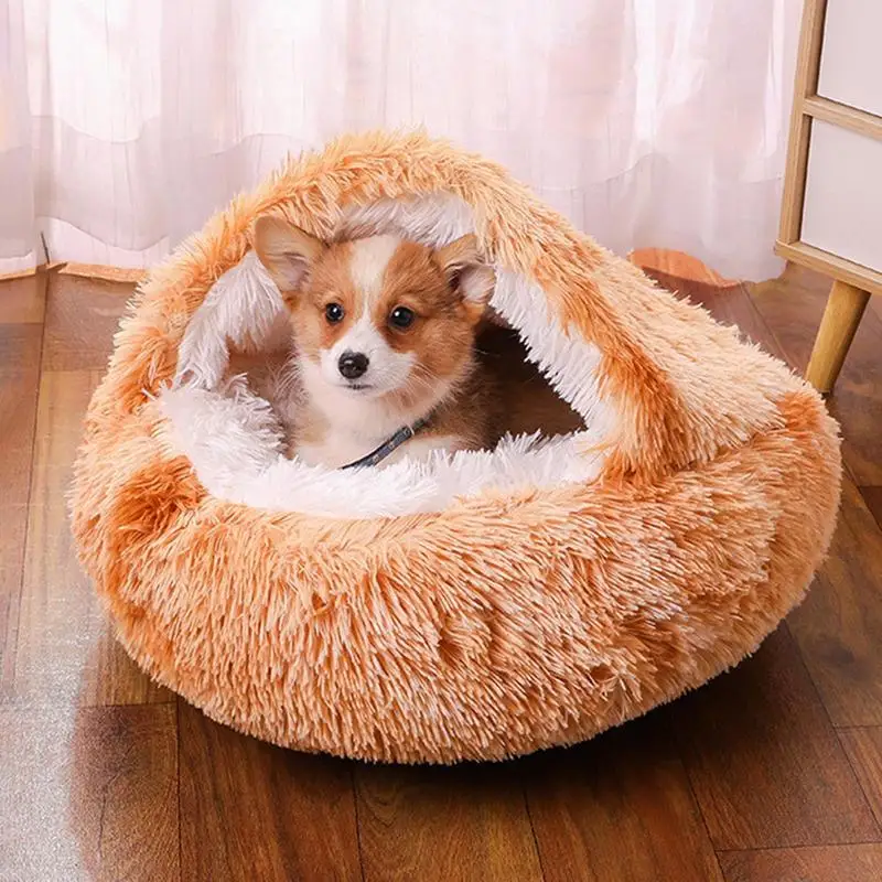 Small Dog Bed Pet Beds Cat Beds Soft Plush Cat House Bed for Dog with Slip Resistant Bottom Cat Cave Bed Machine Washable Pet