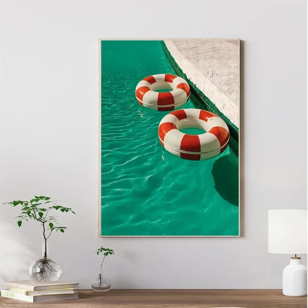 1pc frameless Canvas Painting 1pc frameless Canvas Painting Modern Italian Lemon Orange Seaside Beach Waves Arc Swimming Pool La