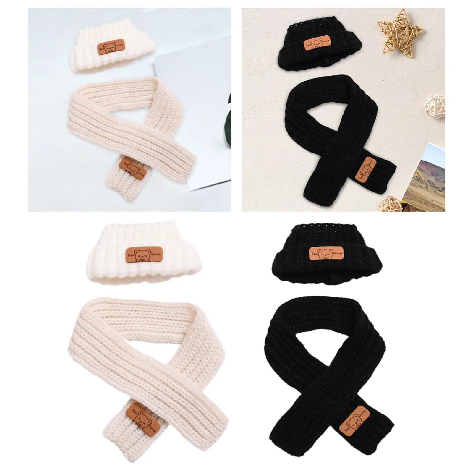 2x ropa para muñecas, conjunto de sombrero y bufanda, accesorios para fotos, juguete para muñecas DIY, ropa de animales de peluche, bonito para muñeco de peluche de 15/17 cm