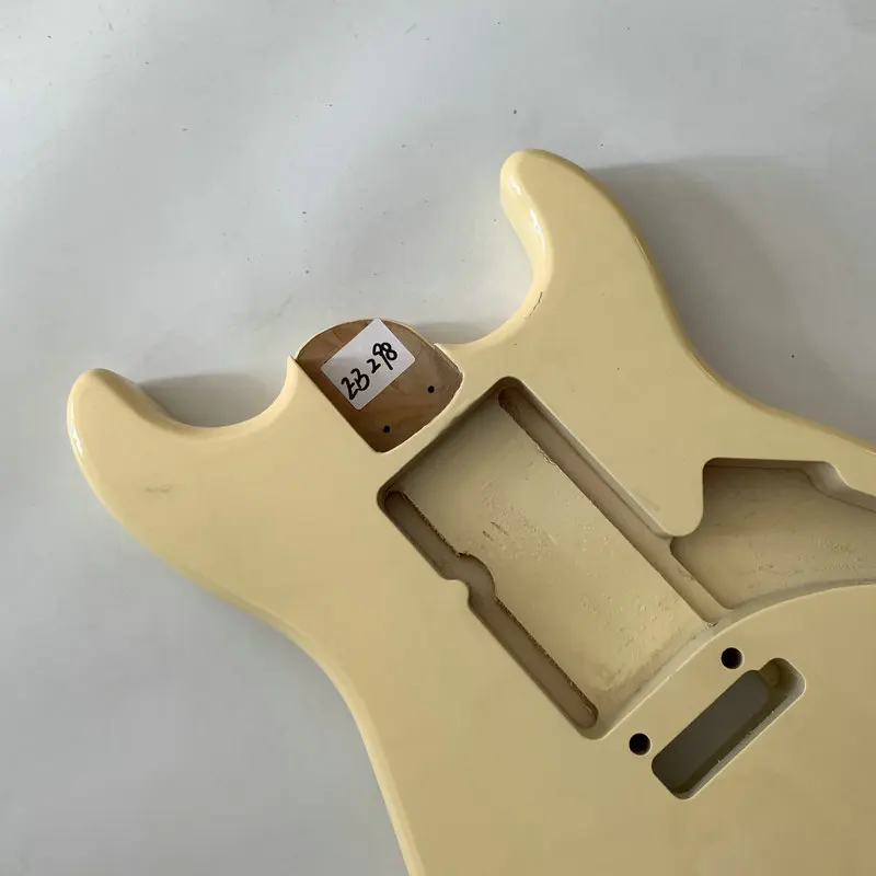 EB298 Cream Color ST Guitar Body 2 Pivots Bridges Custom Pickups Unfinished for Strato Guitar Replace and DIY with Damages