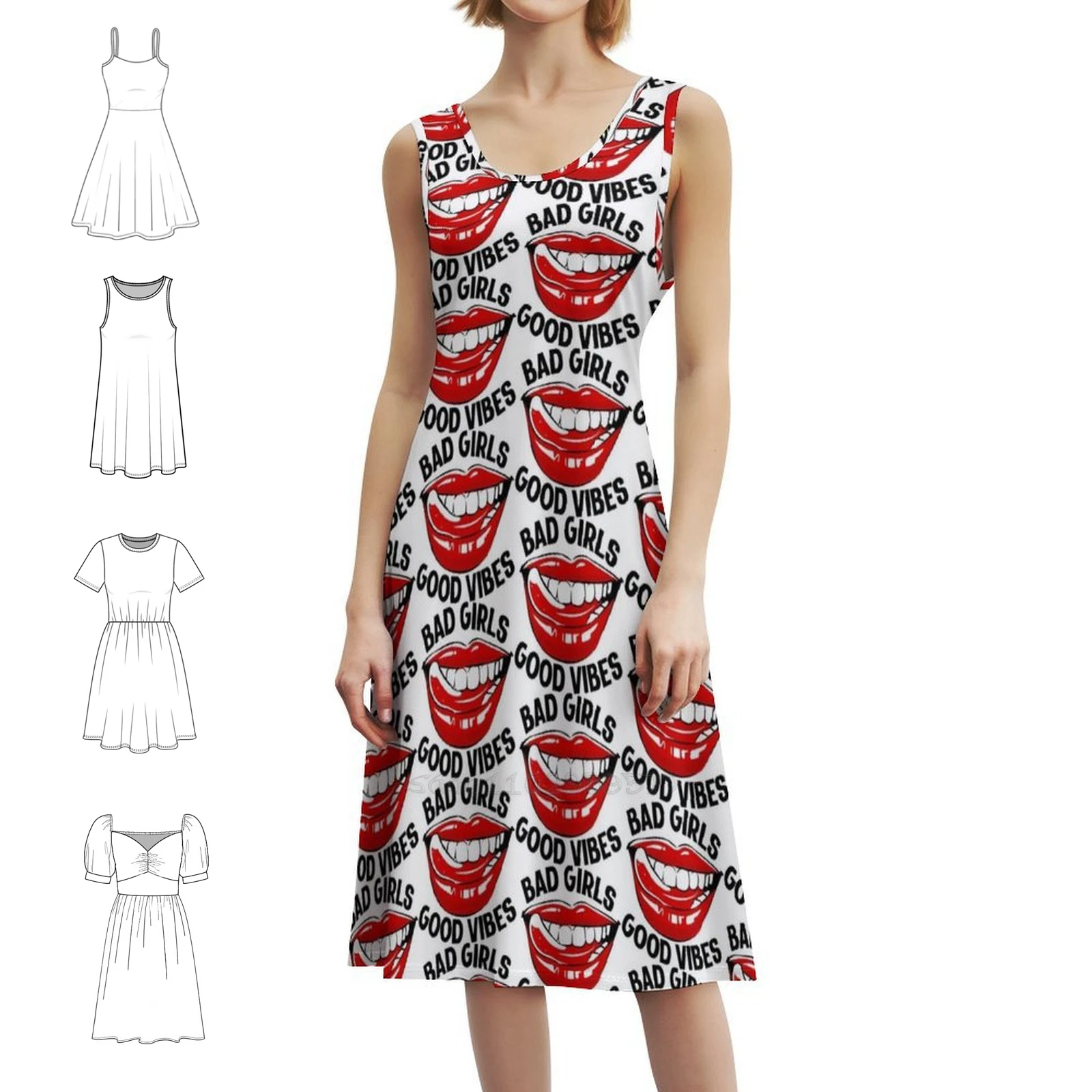 فستان بوهيمي للفتيات السيئات بدون أكمام متعدد الطباعة فستان حفلات عطلة الشاطئ للفتيات السيئات الفتيات السيئة فستان نسائي سيئ