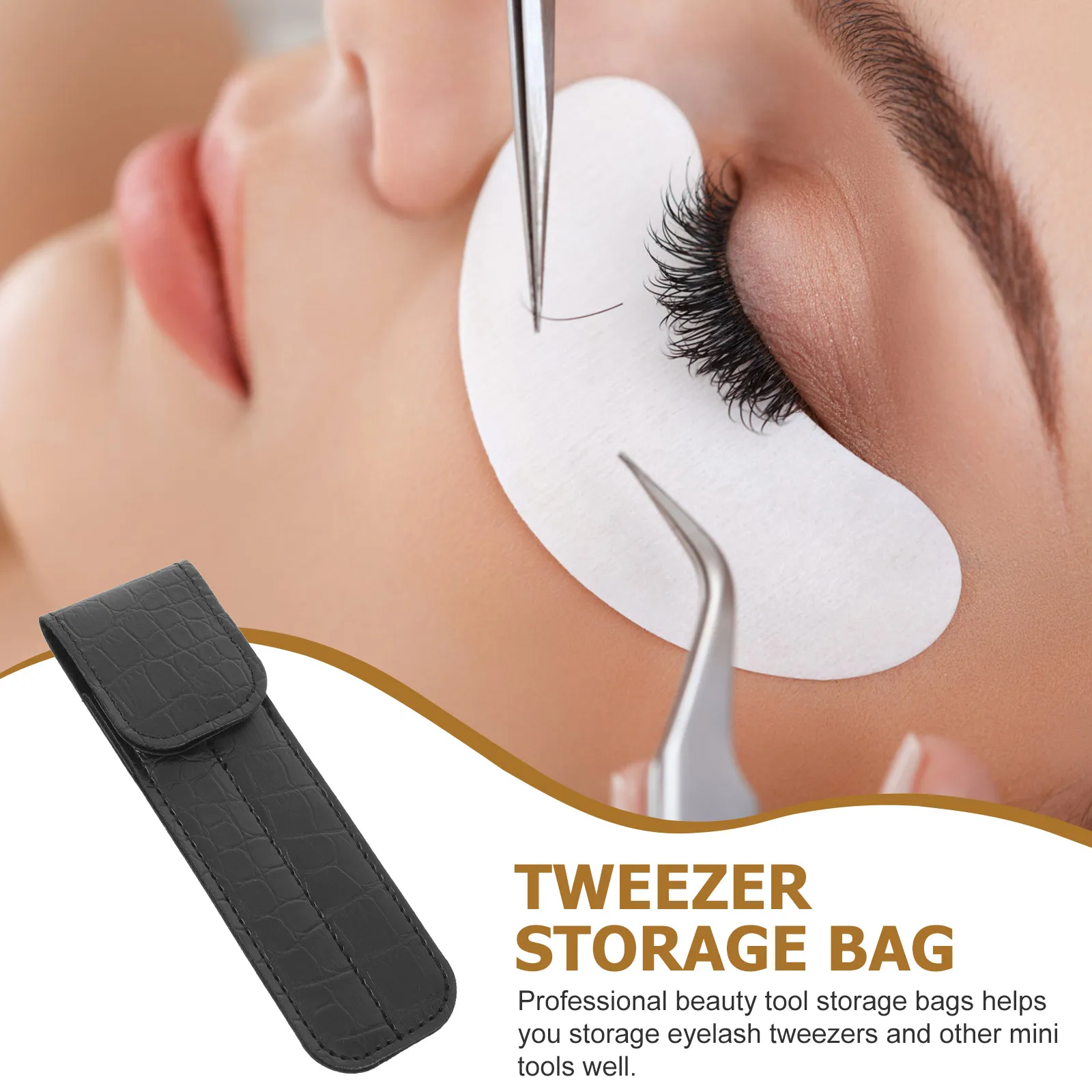 

High Quality Leather Eyelash Tweezer Case AntiStatic Design For Organizing Grafting Tools Eyelash Extension Adhesive