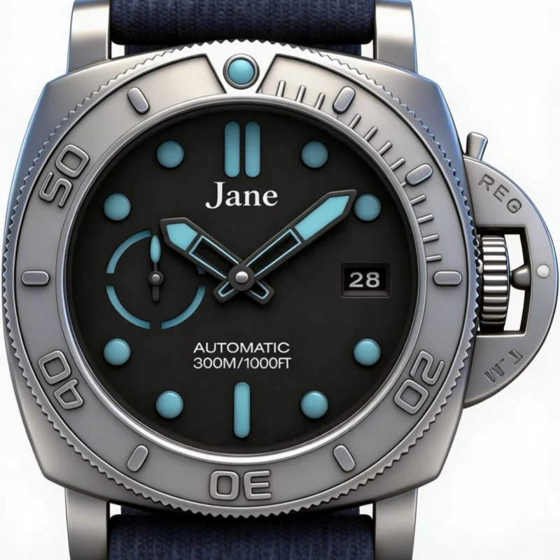 Men's 47mm High-Quality Rubber Strap Stainless Steel Automatic Mechanical Watch