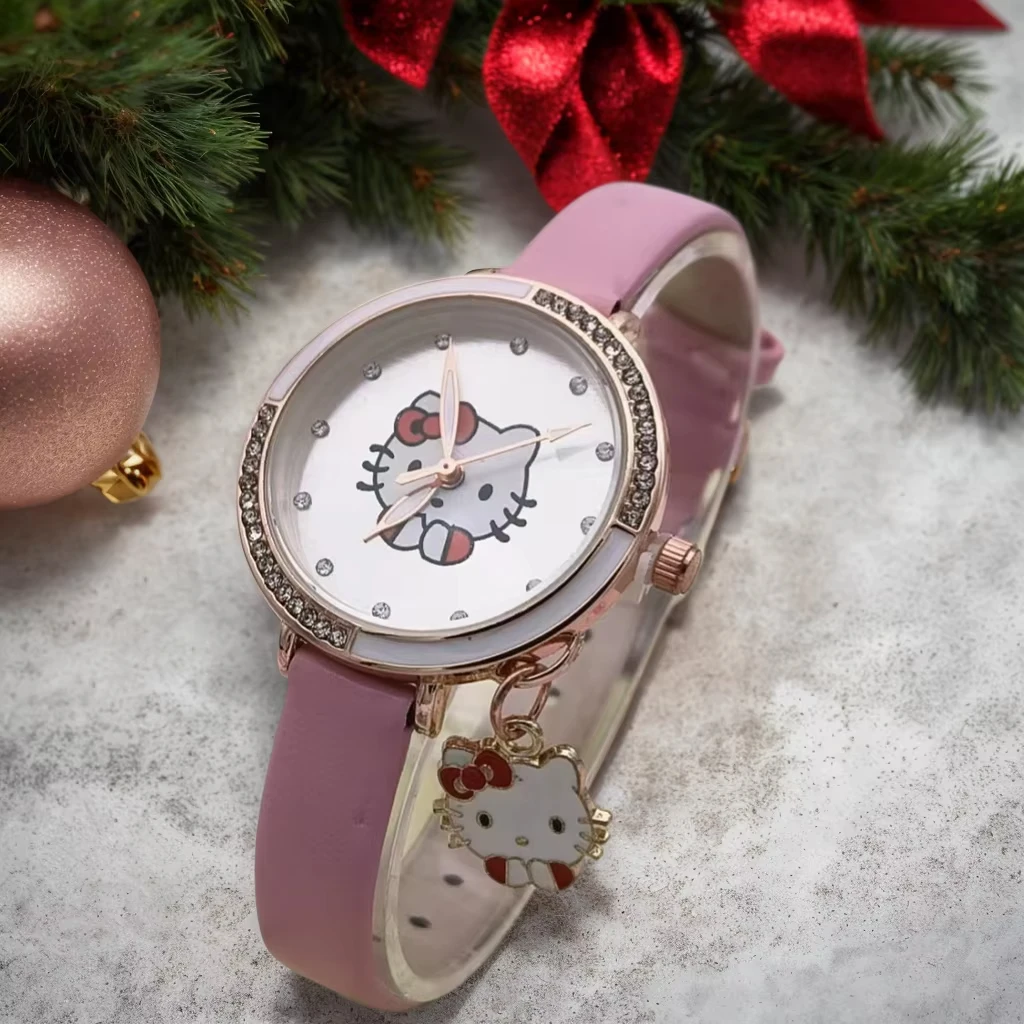 

Cartoon Hello Kitty Kuromi Melody Cute Cinnamonroll Children Watches Girls Kids Gift Wristwatch Leather Strap Metal Dial Kawaii