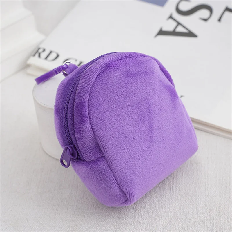 Candy Colored Plush Schoolbag Wallet Solid Color Backpack Simple And Lovely Solid Color Coin Bag Backpack ID Card Package