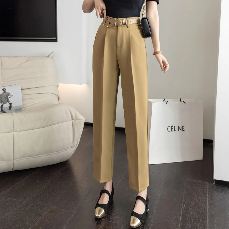 

2023 Real Shot Summer New Simple Bud-Shaped Pants Women's High Waist Petite Slim Fit Slimming Harem Pants Baggy Pants Fashion