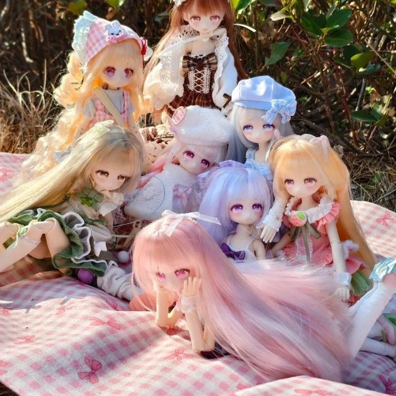 

Shizuku 1/6 BJD Doll Blind Box Kawaii Pink Dress Long Blonde Hair Tea Time Series Collectible Ornament Gift for Girls