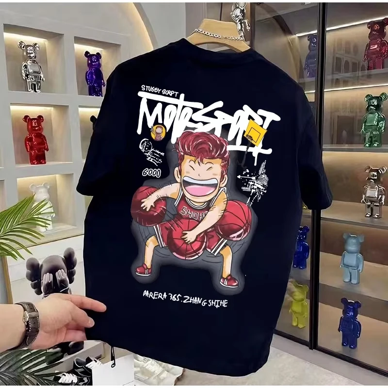 

Summer new Slam Dunk animation T-shirt for men 100% cotton casual T-shirt high-quality short-sleeved