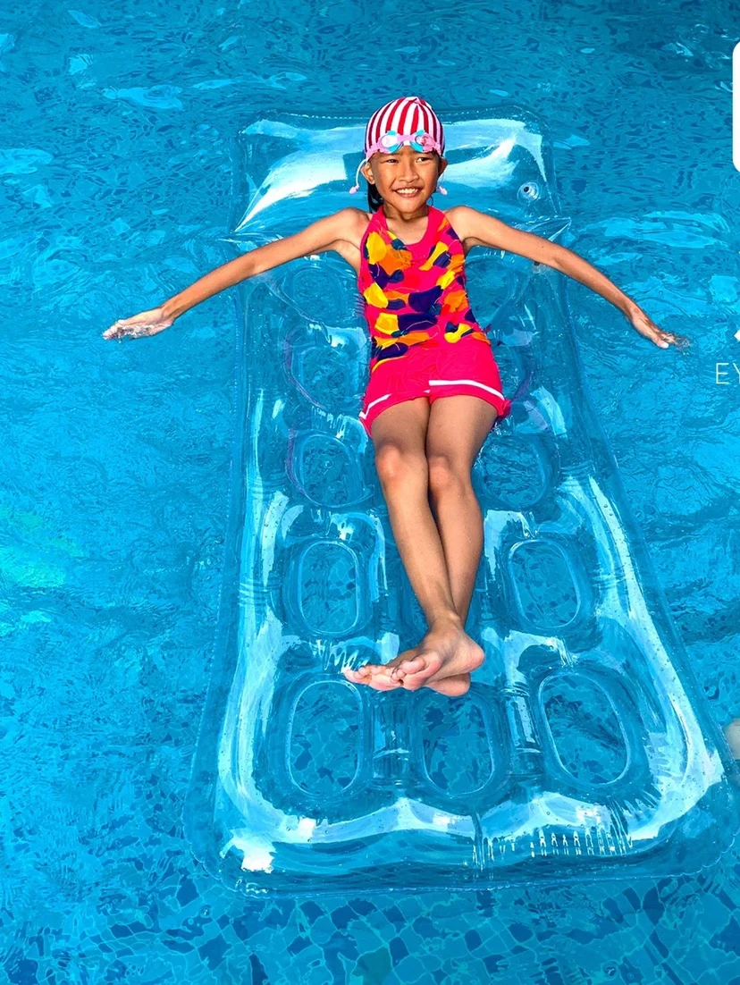 Floating bed adult swimming ring water inflatable floating thickened mesh bed girls playing in the water floating chair float