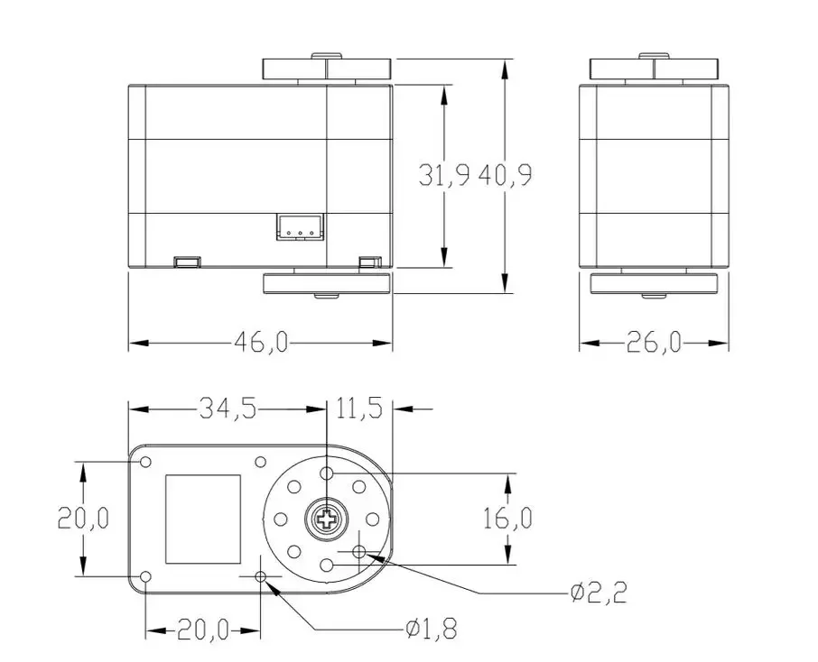 25kg.cm torque 62g uart ônibus robô servo ROBS-251 para robô diy servo desenvolvido e produzido interface de ônibus: ttl