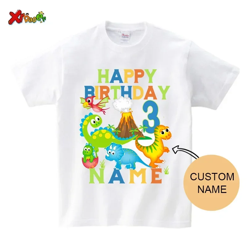 Dinosaur Birthday Shirt Family Matching Outfit Personalized Name Boy Shirt T-rex Tshirt Party Clothes Outfit Baby Onesie Gift 3T