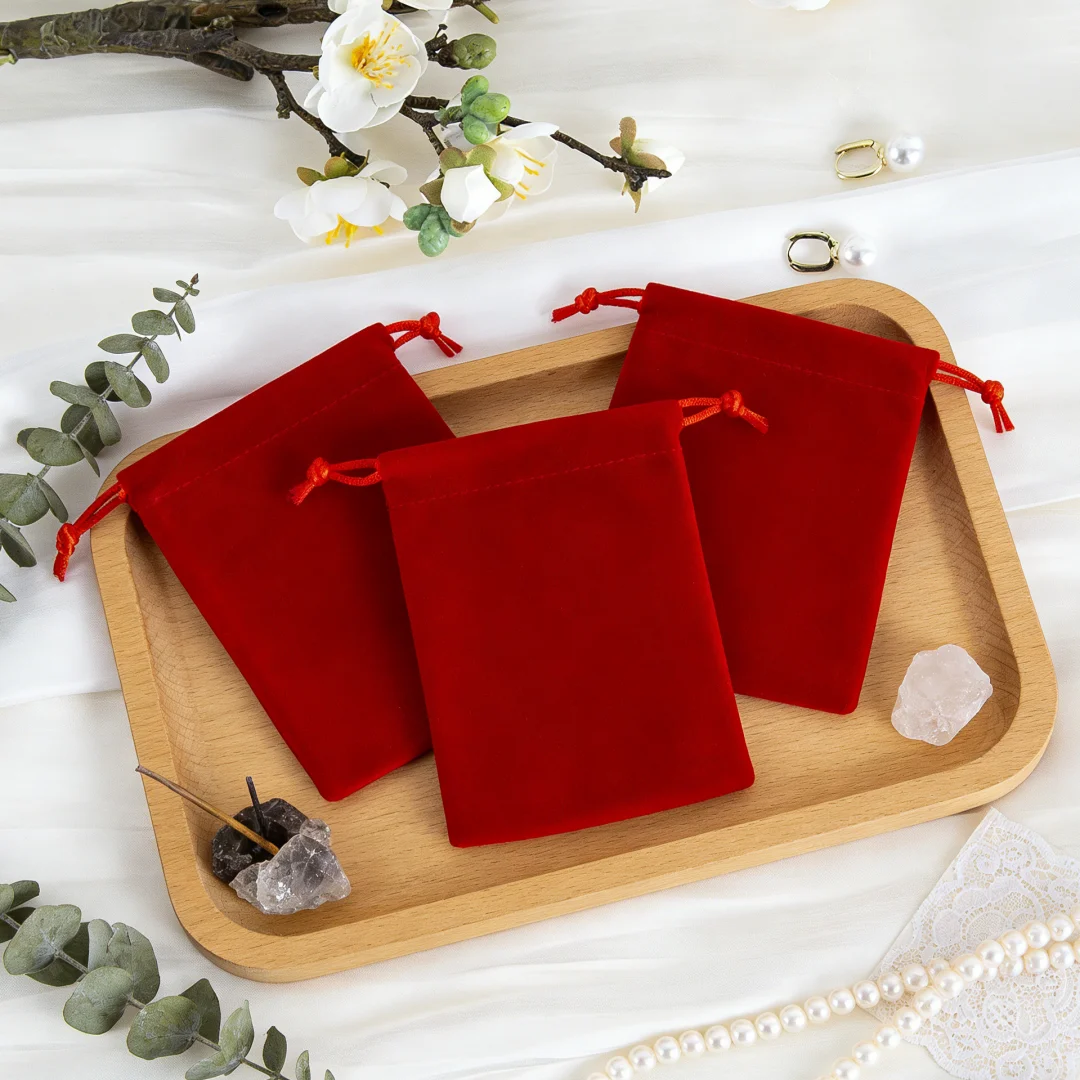 5Pcs Velvet Jewelry Package Bag Drawstring Reusable Jewelry Pouch Portable Storage Bag for Travel  Wedding Birthday Gift Giving