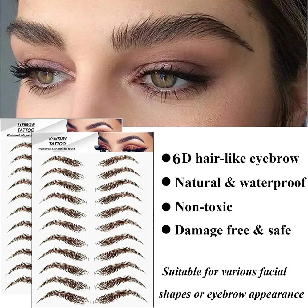 Makeup Lasting Water-based False Eyebrows Authentic 6D Hair-like Eyebrow Eyebrow  Sticker