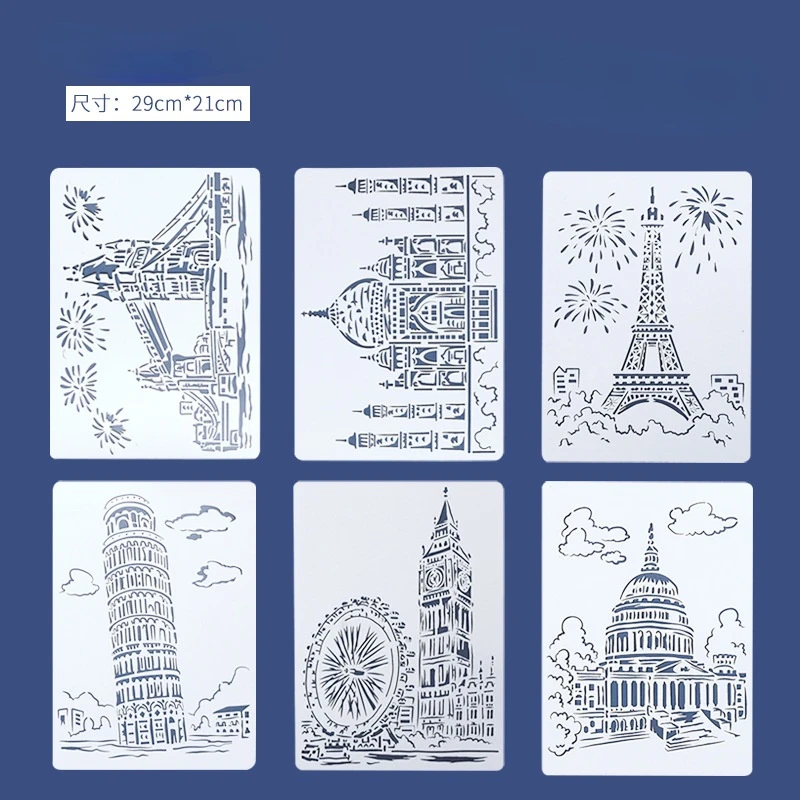 1pc Sailboat Tower Drawing Template Stencil Painting Embossing Scrapbooking DIY Album Decorative Art Craft Templates