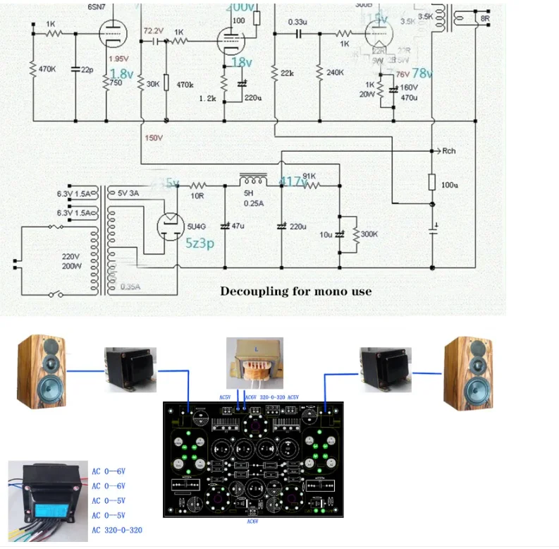 HiFi 300B Audio Class A Power Amplifier Board Vacuum Tube Stereo Power Amp Kit Single Ended Output view 6