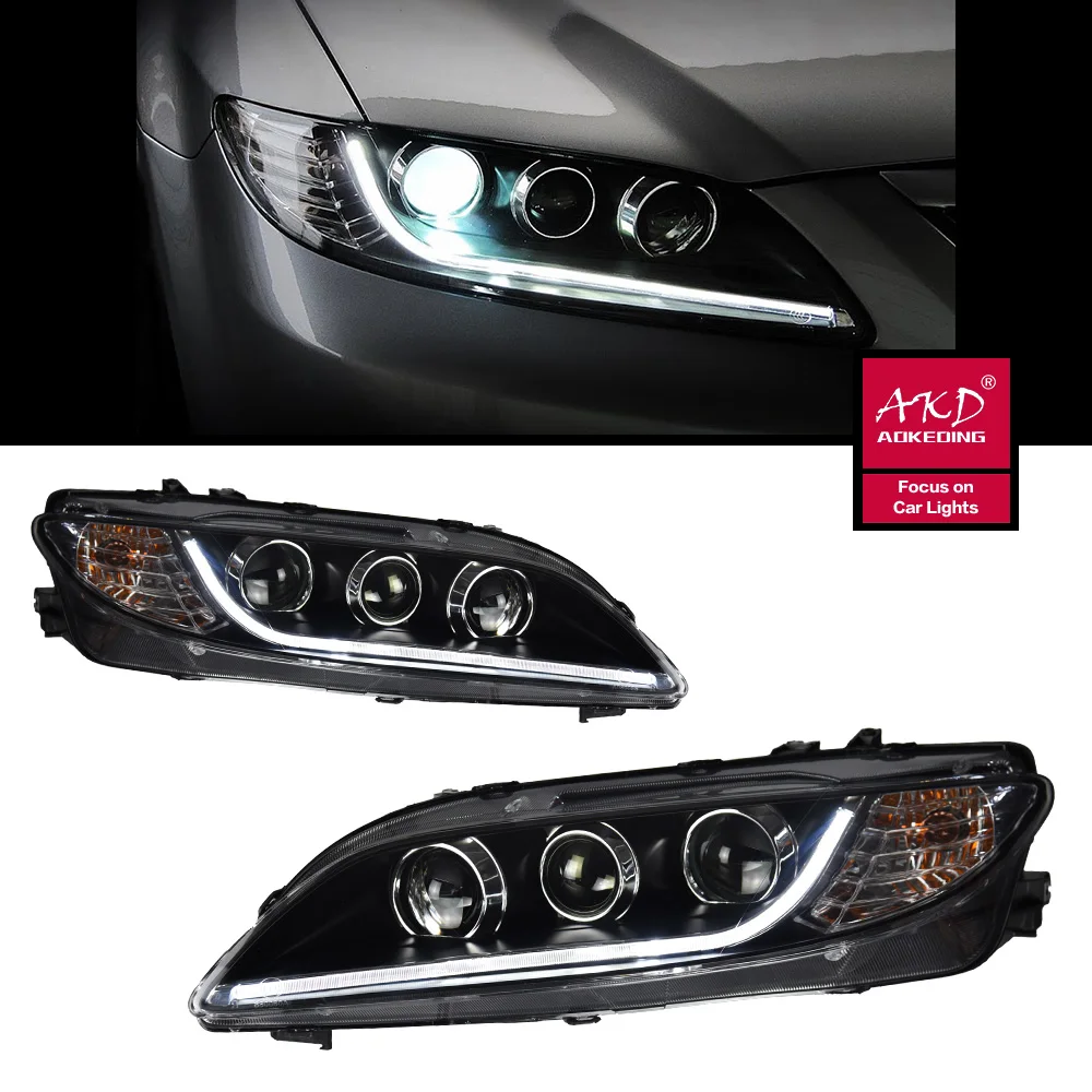 

2 PCS Auto Car Head Light Parts For Mazda 6 2004-2015 Atenza Modified LED Lamps Headlights DRL Dual Projector Facelift