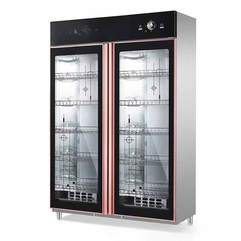Hotel disinfection cabinets, commercial stainless steel double-door tableware disinfection cupboards