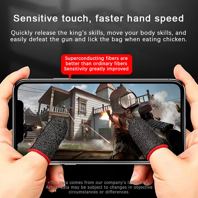2PCS Gaming Finger Sleeve Breathable Games Fingertips Anti-Sweat Touch Screen Finger Cots Cover Sensitive Touch Glove-F(x)