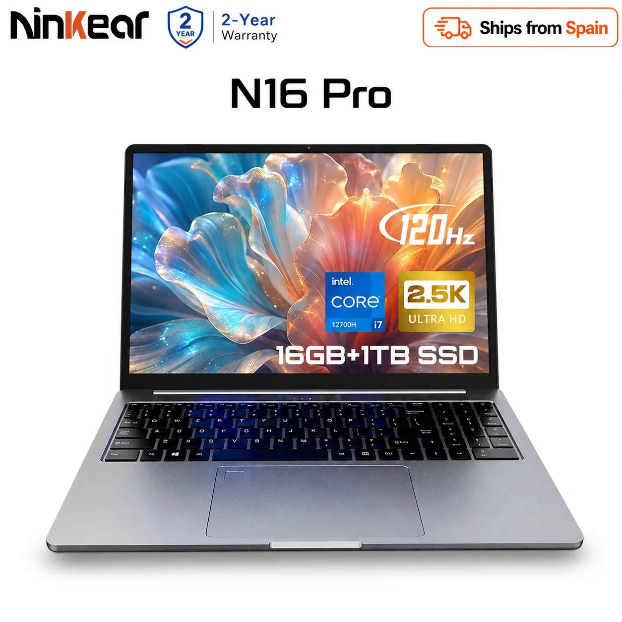 Portátil Nikear de 16 pulgadas, 2.5K, 120Hz, Intel Core i7-12700H, WiFi 6, 16GB+1TB SSD, Windows 11, ordenador portátil para oficina.