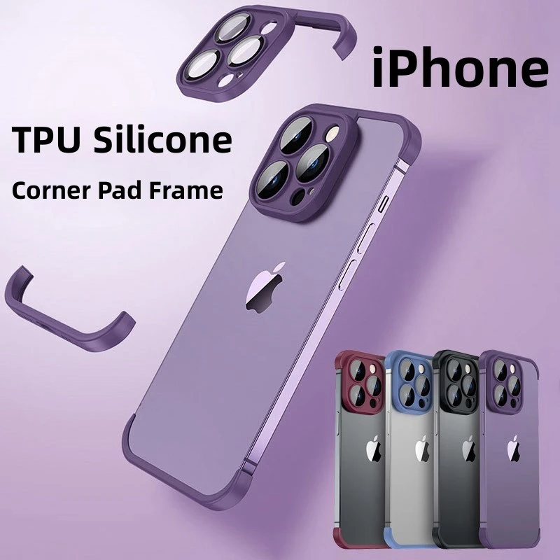 Lens Protector Corner Pad Case For iPhone 15 Pro Max 15 Plus TPU Edge Bumper Silicone Cover for iPhone 15 16 Pro Max 16Pro Cover